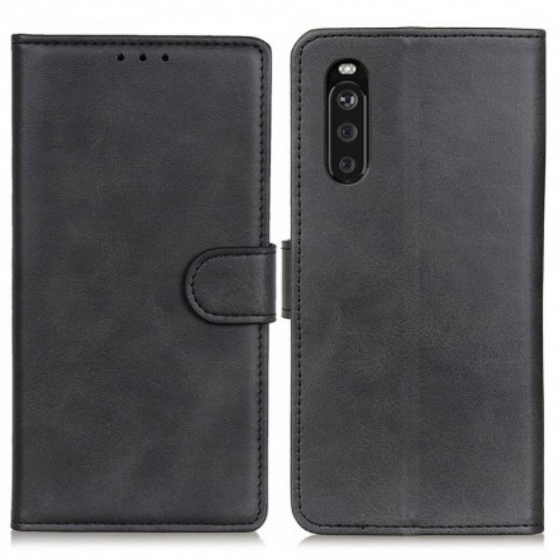 Capa Em Pele Para Sony Xperia 5 III Efeito De Couro Fosco Retrô