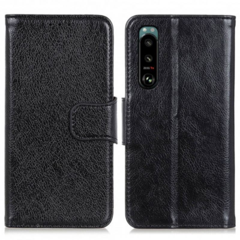 Capa Flip Para Sony Xperia 5 III Couro Napa Rachado