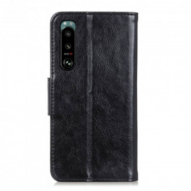 Capa Flip Para Sony Xperia 5 III Couro Napa Rachado