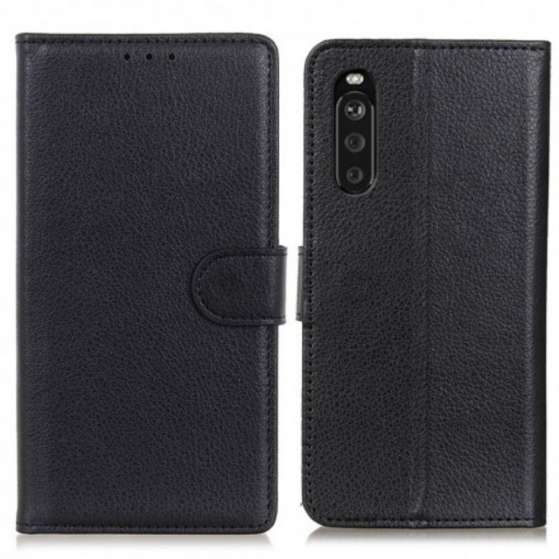 Capa Flip Para Sony Xperia 5 III Couro Sintético De Lichia