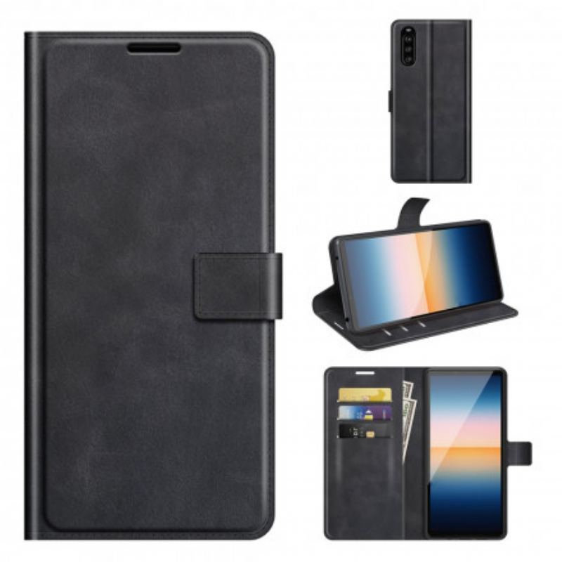 Capa Flip Para Sony Xperia 5 III Efeito De Couro Extremo Fino