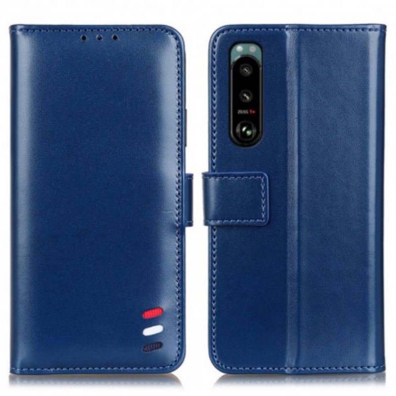 Capa Flip Para Sony Xperia 5 III Efeito Couro Tricolor