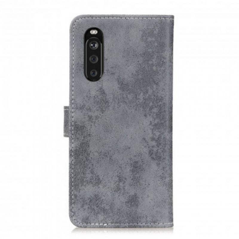 Capa Flip Para Sony Xperia 5 III Efeito Couro Vintage