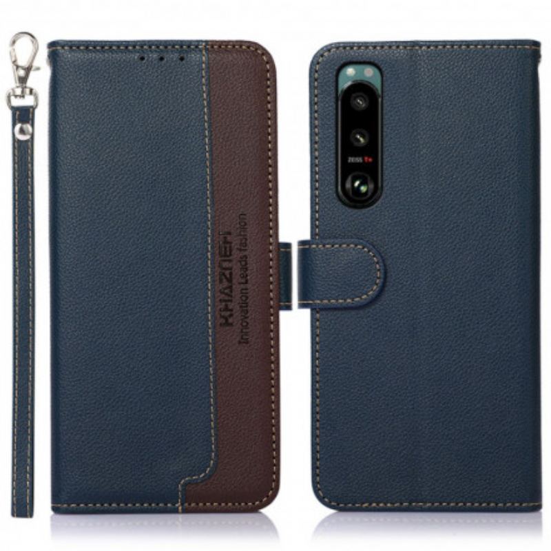 Capa Flip Para Sony Xperia 5 III Estilo Lichia Rfid Khazneh