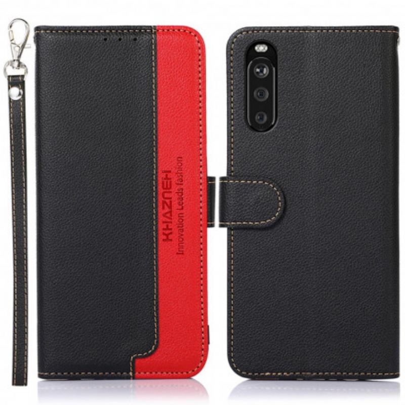 Capa Flip Para Sony Xperia 5 III Estilo Lichia Rfid Khazneh