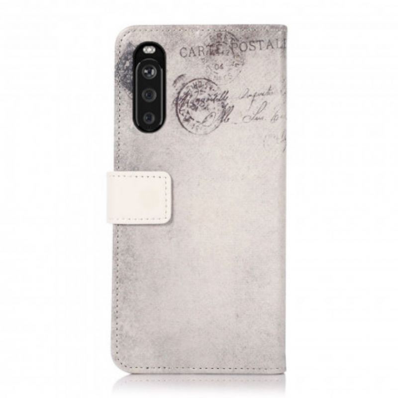 Capa Flip Para Sony Xperia 5 III Gato Viajante