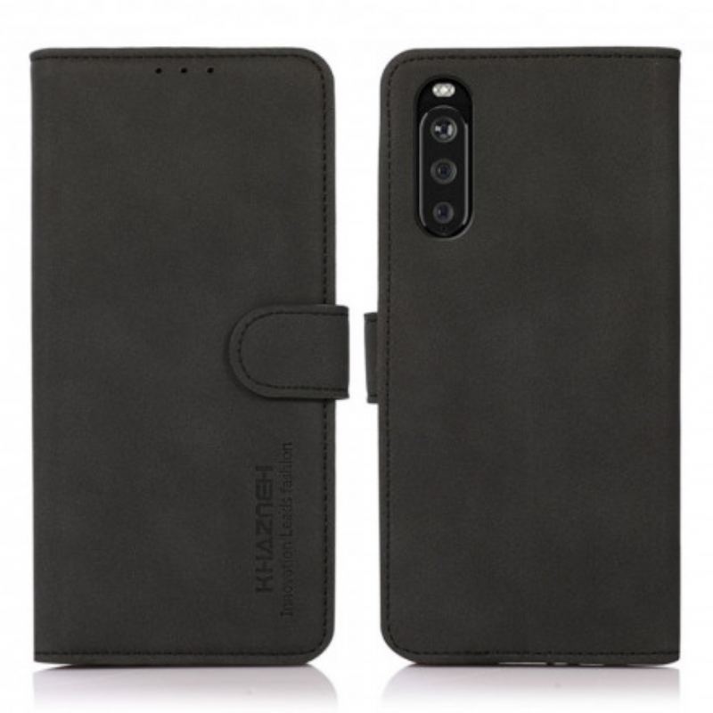 Capa Flip Para Sony Xperia 5 III Khazneh Moda Efeito Couro