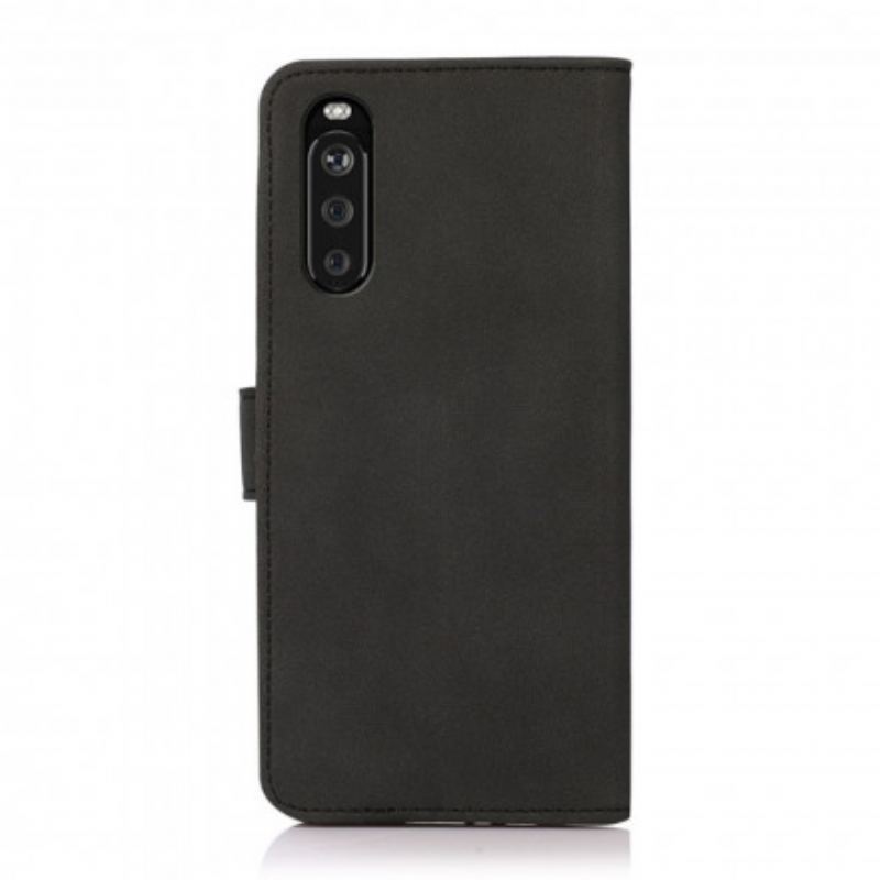 Capa Flip Para Sony Xperia 5 III Khazneh Moda Efeito Couro