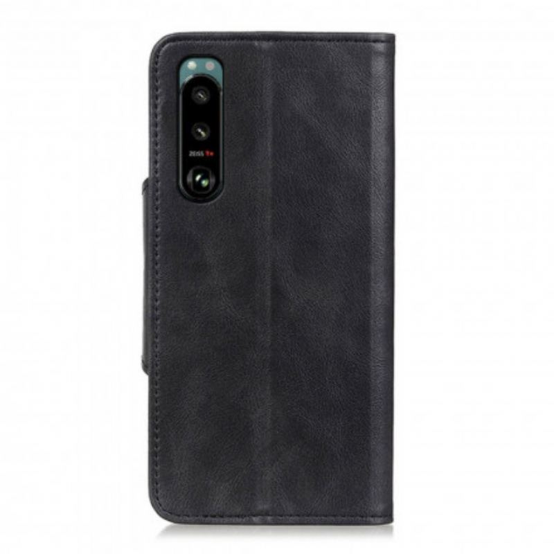 Capa Folio Para Sony Xperia 5 III Botão De Couro Falso