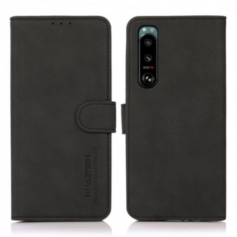 Capa Folio Para Sony Xperia 5 III Khazneh Moda Efeito Couro