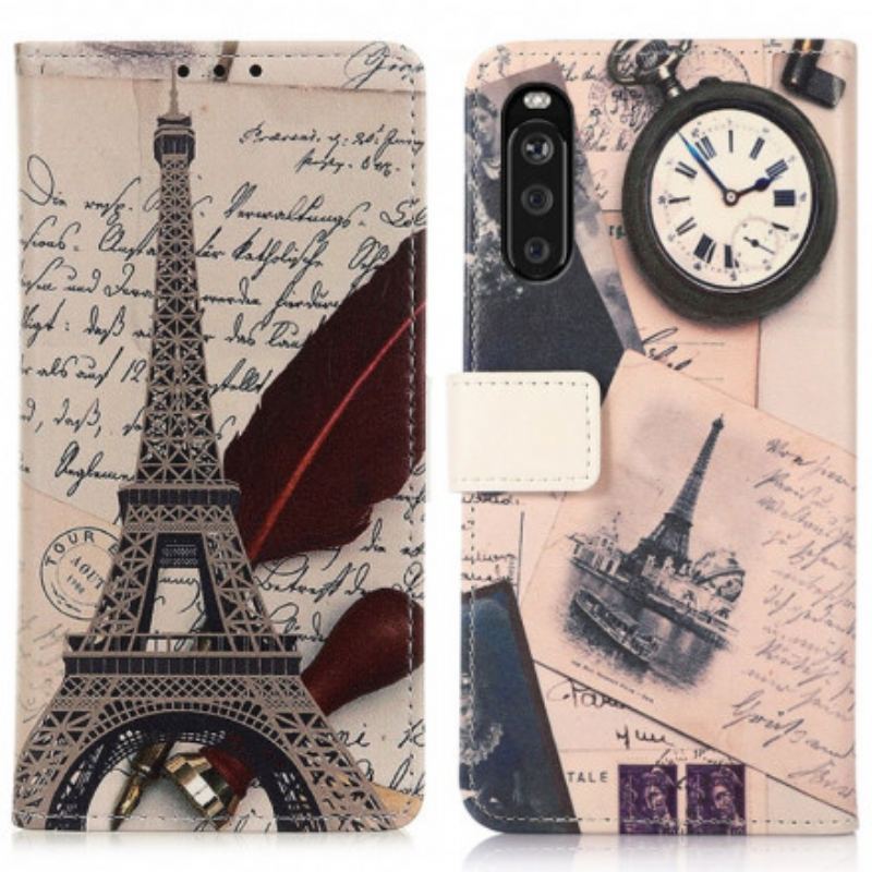 Capa Folio Para Sony Xperia 5 III Torre Eiffel Do Poeta