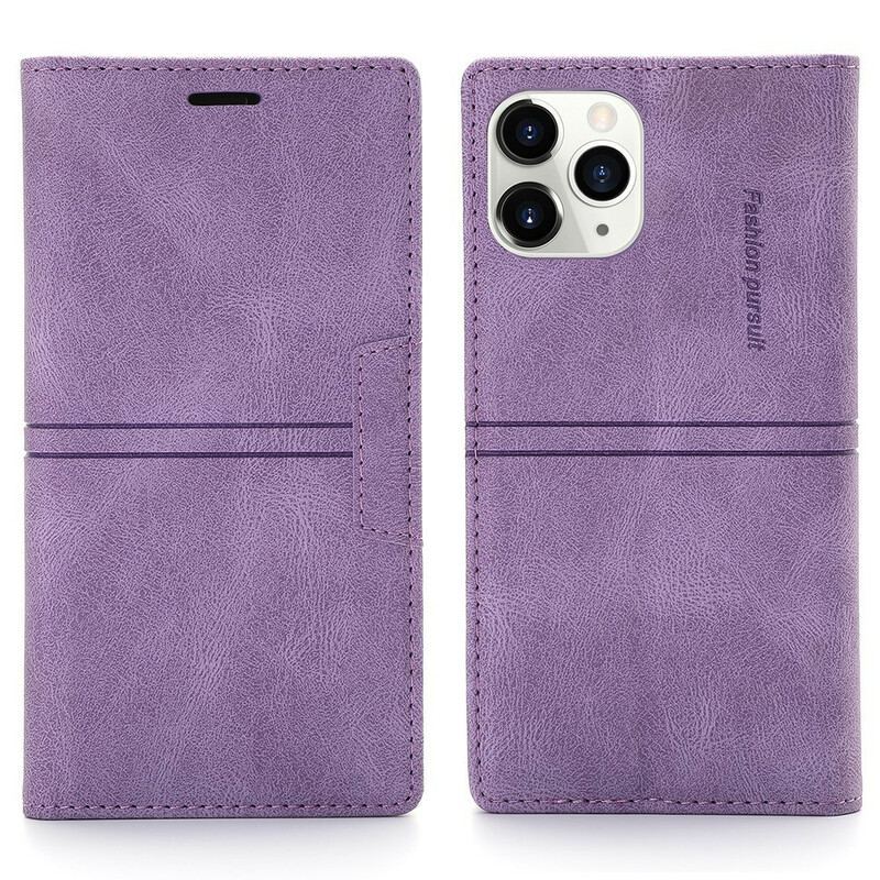 Capa De Celular Para iPhone 12 / 12 Pro Flip Efeito Couro Couture