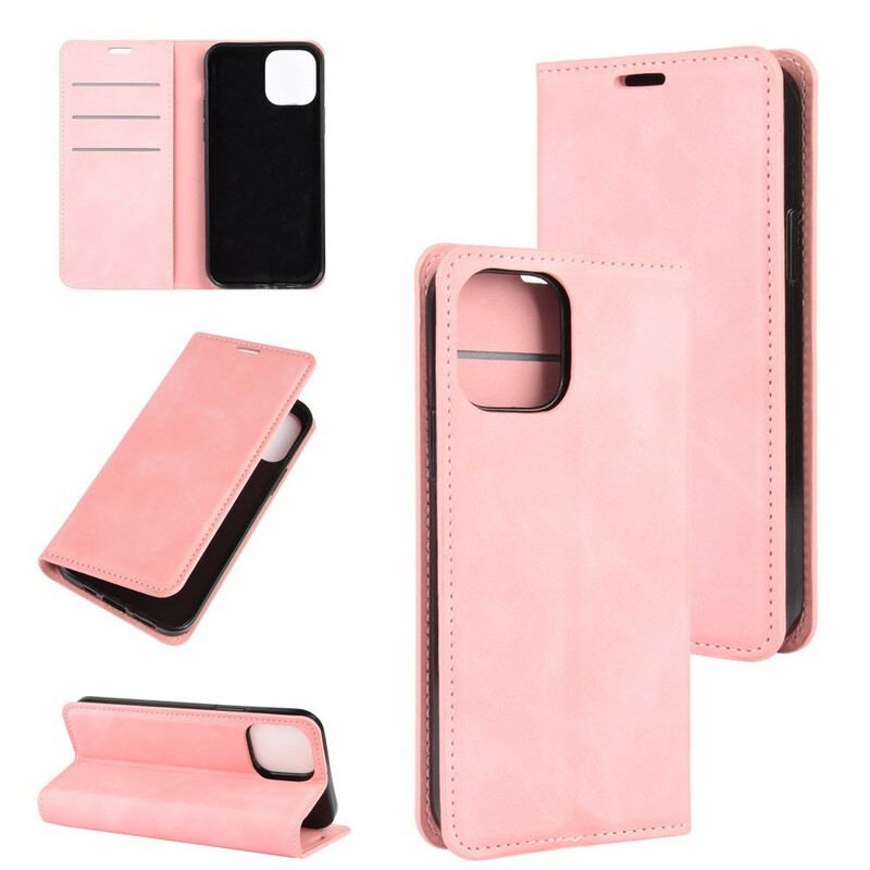 Capa De Celular Para iPhone 12 / 12 Pro Flip Efeito Couro Macio