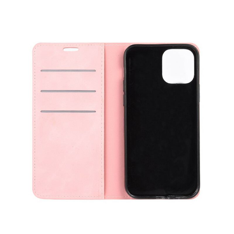 Capa De Celular Para iPhone 12 / 12 Pro Flip Efeito Couro Macio