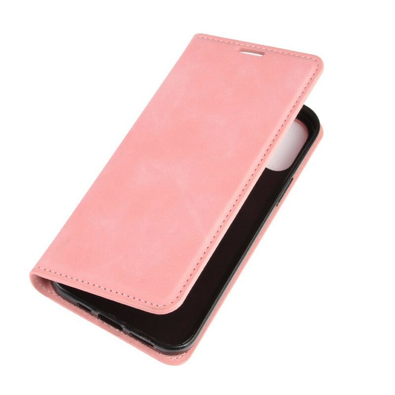 Capa De Celular Para iPhone 12 / 12 Pro Flip Efeito Couro Macio