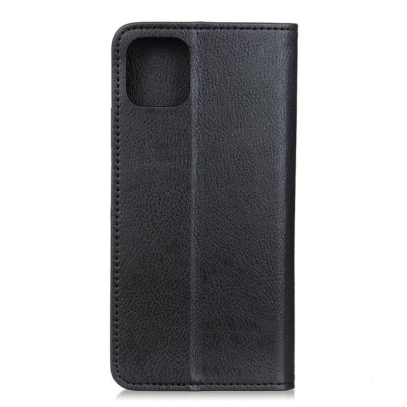 Capa De Celular Para iPhone 12 / 12 Pro Flip Negócios De Couro Rachado De Lichia