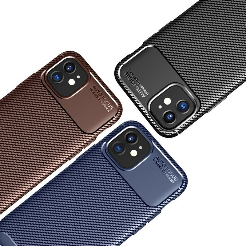 Capa De Celular Para iPhone 12 / 12 Pro Textura Flexível De Fibra De Carbono