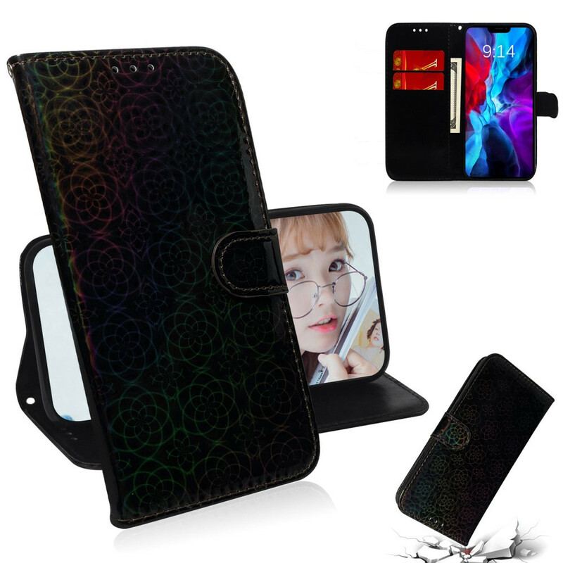 Capa De Couro Para iPhone 12 / 12 Pro Cor Pura