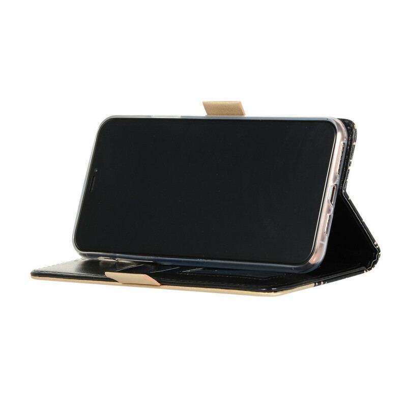 Capa De Couro Para iPhone 12 / 12 Pro De Cordão Bolsa De Moedas Com Alça De Renda