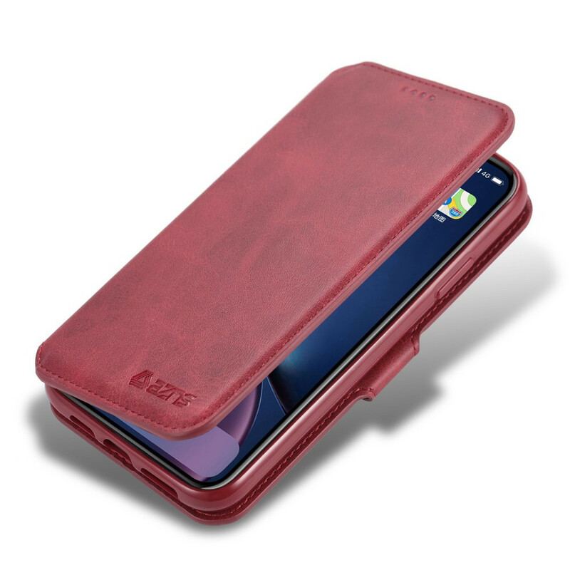 Capa De Couro Para iPhone 12 / 12 Pro Efeito Couro Azns