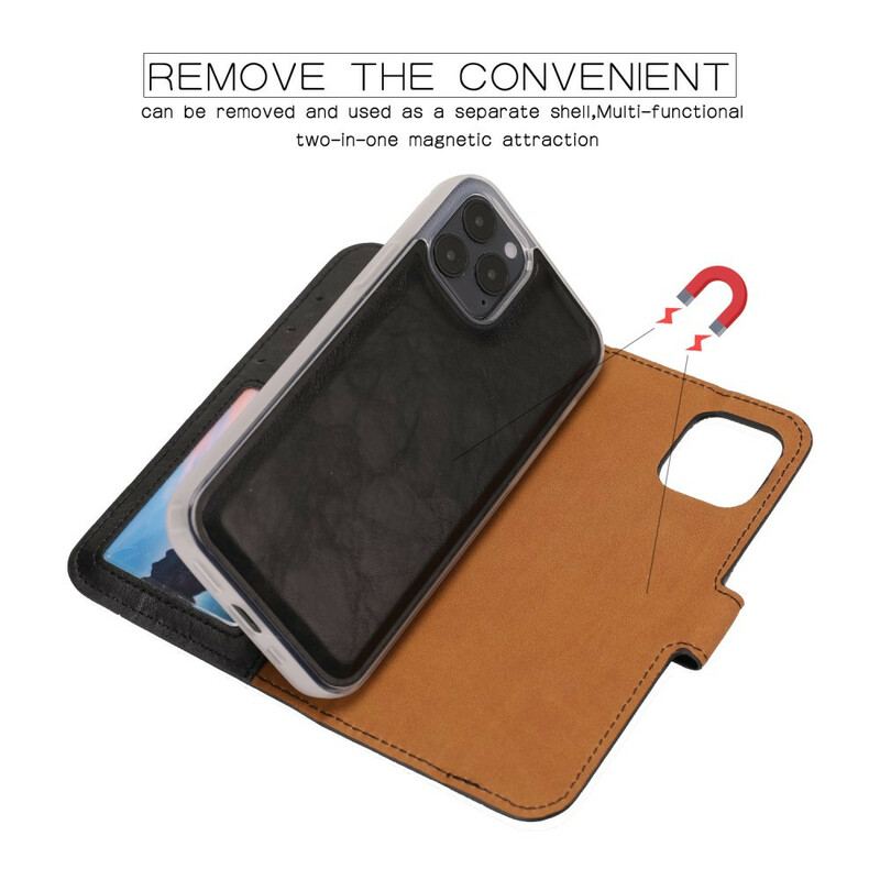 Capa Capa De Couro Para iPhone 12 / 12 Pro Estilo De Couro Envelhecido Destacável