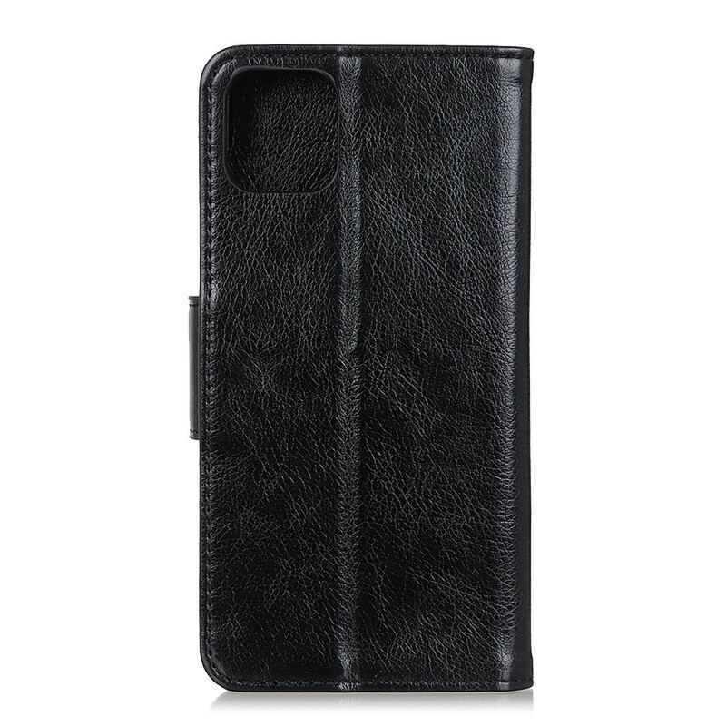 Capa De Couro Para iPhone 12 / 12 Pro Couro Napa Rachado