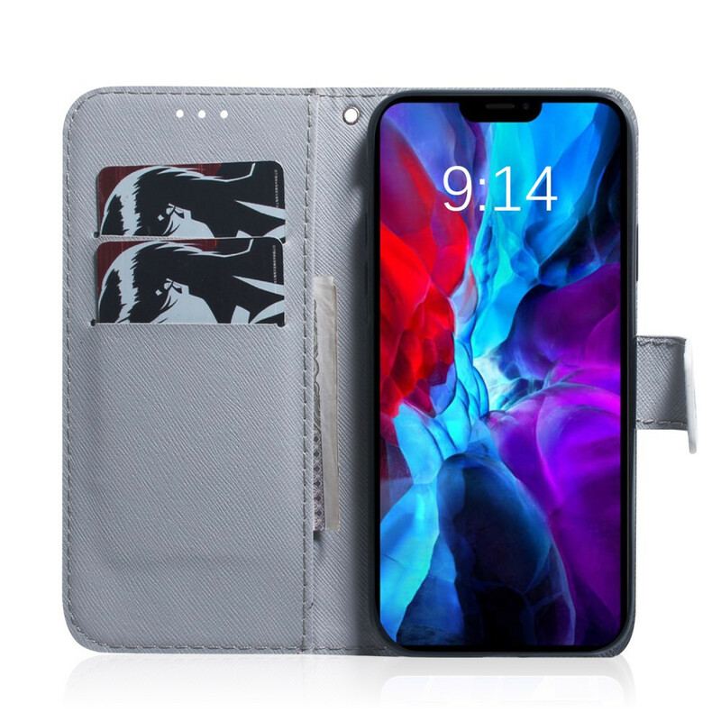 Capa Em Pele Para iPhone 12 / 12 Pro Cara De Tigre