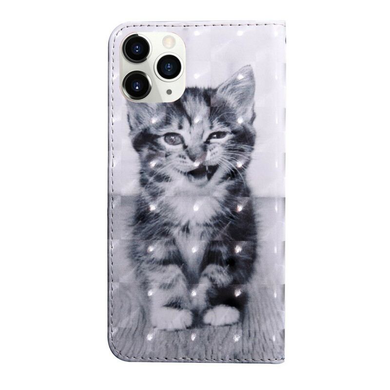 Capa Em Pele Para iPhone 12 / 12 Pro Ponto De Luz Inácio. O Gatinho