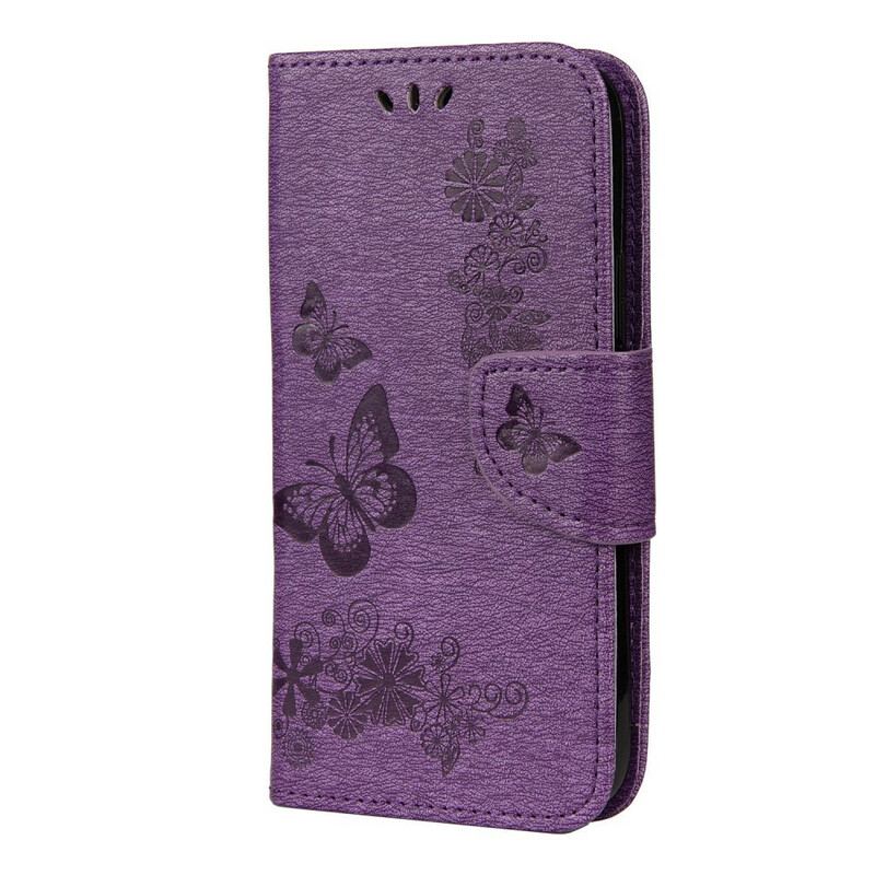 Capa Flip Para iPhone 12 / 12 Pro De Cordão Borboletas Esplêndidas