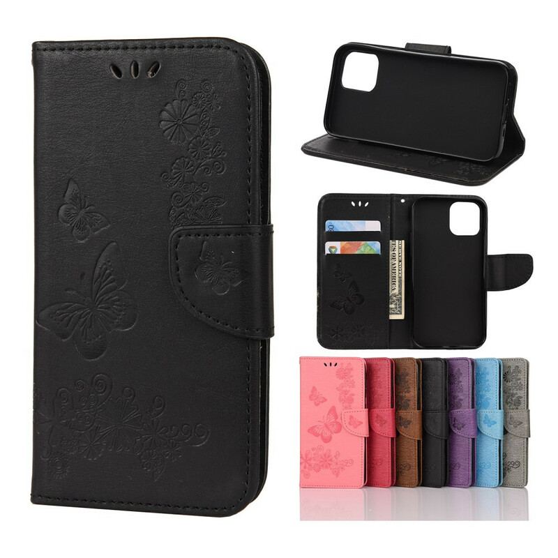 Capa Flip Para iPhone 12 / 12 Pro De Cordão Borboletas Esplêndidas