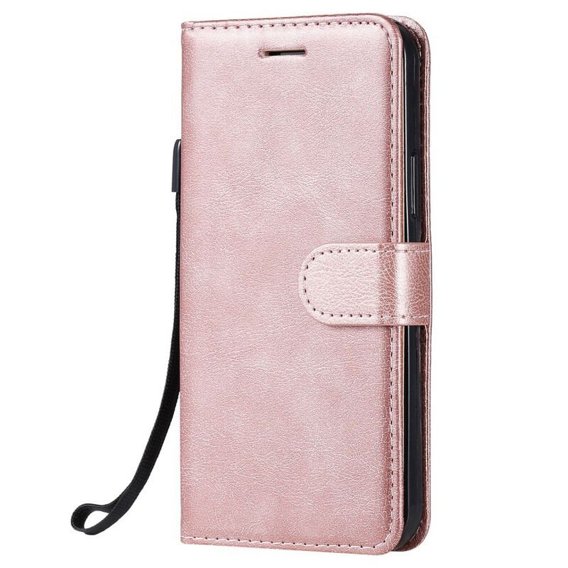 Capa Flip Para iPhone 12 / 12 Pro De Cordão Strappy Série De Cores Sólidas