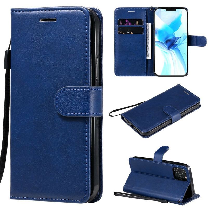 Capa Flip Para iPhone 12 / 12 Pro De Cordão Strappy Série De Cores Sólidas