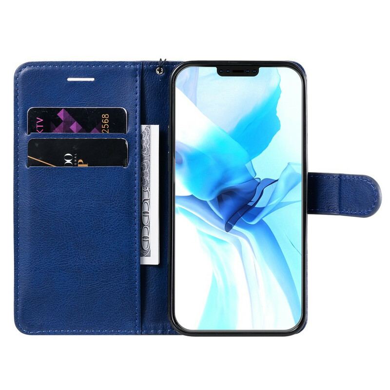 Capa Flip Para iPhone 12 / 12 Pro De Cordão Strappy Série De Cores Sólidas