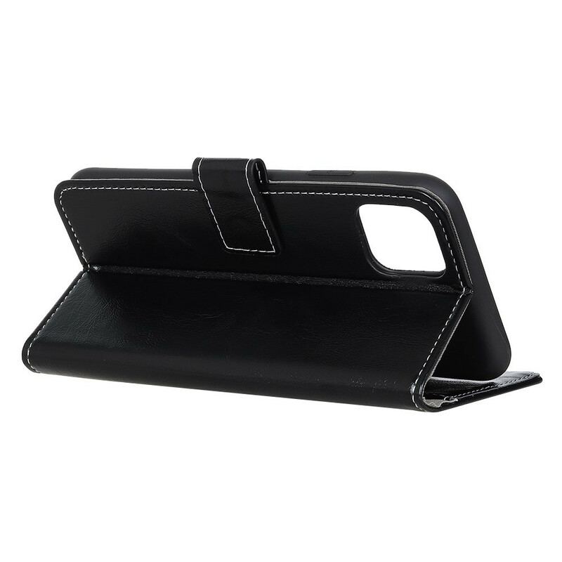 Capa Flip Para iPhone 12 / 12 Pro Costuras Brilhantes E Expostas