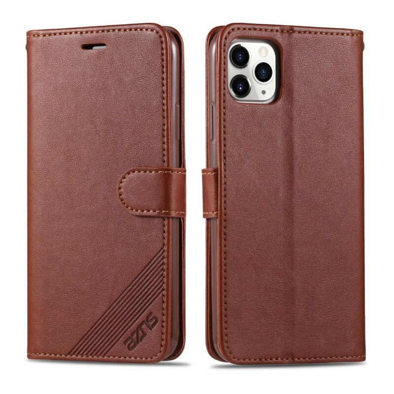 Capa Flip Para iPhone 12 / 12 Pro Couro Sintético Azns