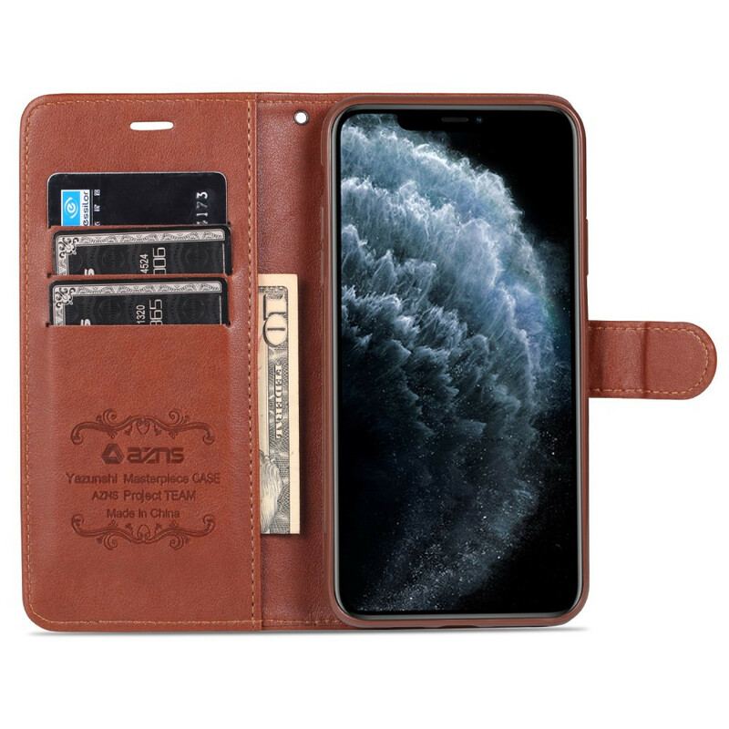 Capa Flip Para iPhone 12 / 12 Pro Couro Sintético Azns