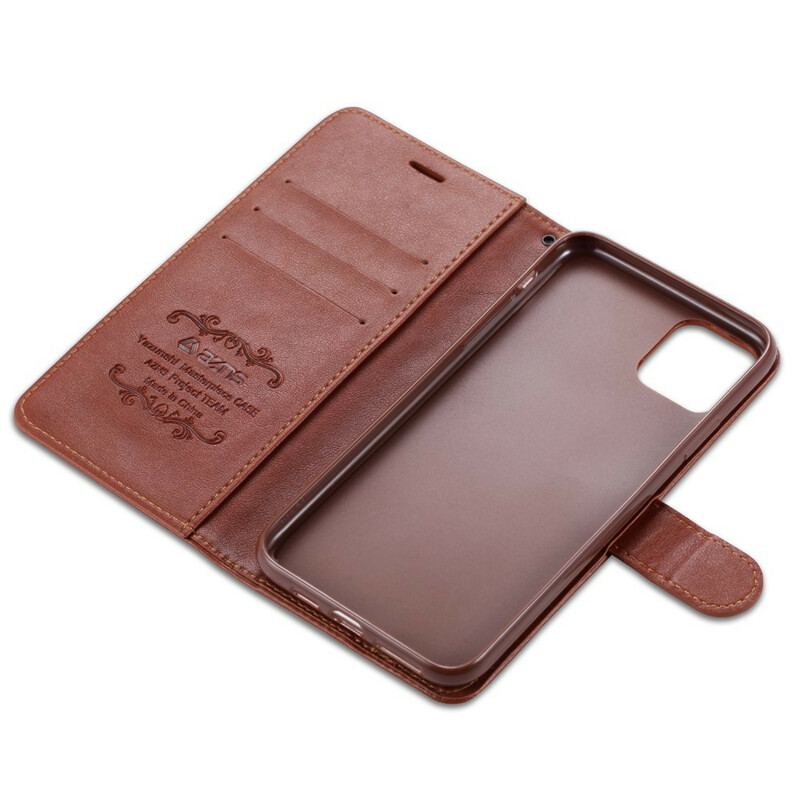 Capa Flip Para iPhone 12 / 12 Pro Couro Sintético Azns