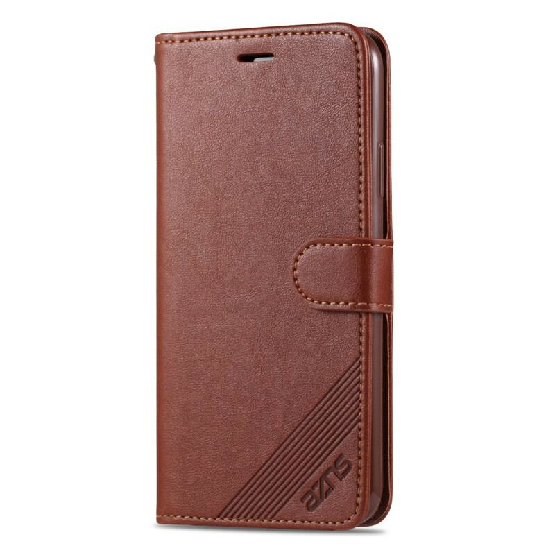 Capa Flip Para iPhone 12 / 12 Pro Couro Sintético Azns