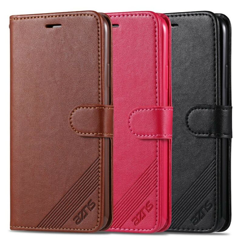 Capa Flip Para iPhone 12 / 12 Pro Couro Sintético Azns