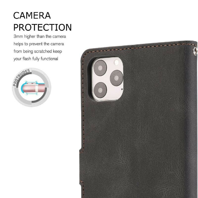 Capa Folio Para iPhone 12 / 12 Pro Estilo Retrô Clássico Em Couro