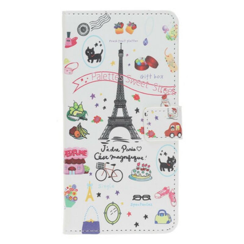 Capa Folio Para iPhone 12 / 12 Pro Eu Amo Paris