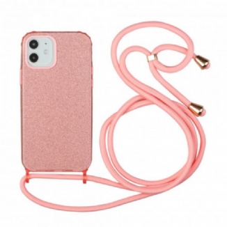 Capa Para iPhone 12 / 12 Pro De celular Lantejoulas Com Cordão