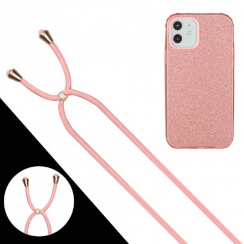 Capa Para iPhone 12 / 12 Pro De celular Lantejoulas Com Cordão