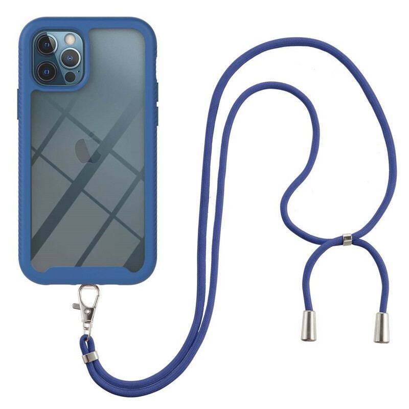 Capa Para iPhone 12 / 12 Pro Híbrido Com Cordão E Contorno Colorido