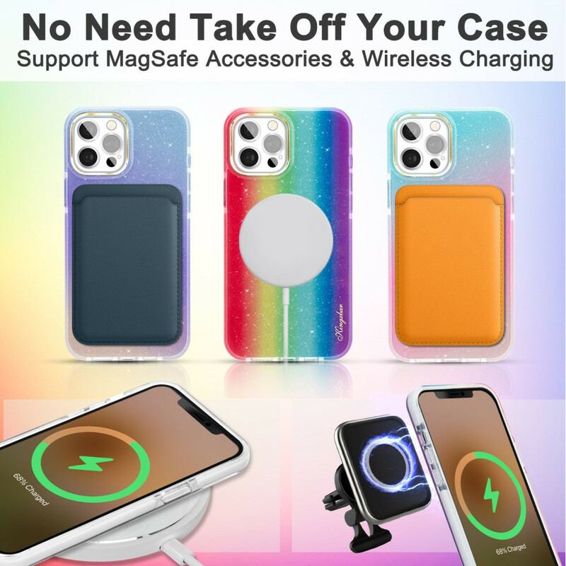 Capa Para iPhone 12 / 12 Pro Lantejoulas Multicoloridas Kingxbar