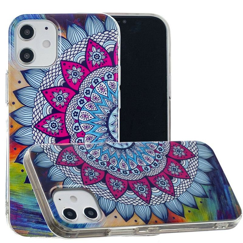 Capa Para iPhone 12 / 12 Pro Mandala Colorida Fluorescente