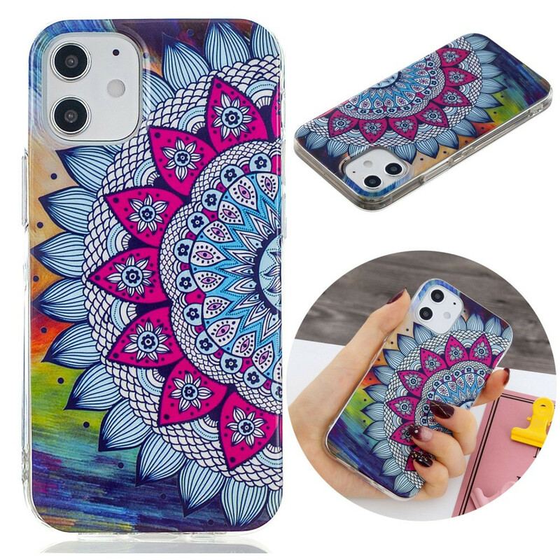 Capa Para iPhone 12 / 12 Pro Mandala Colorida Fluorescente