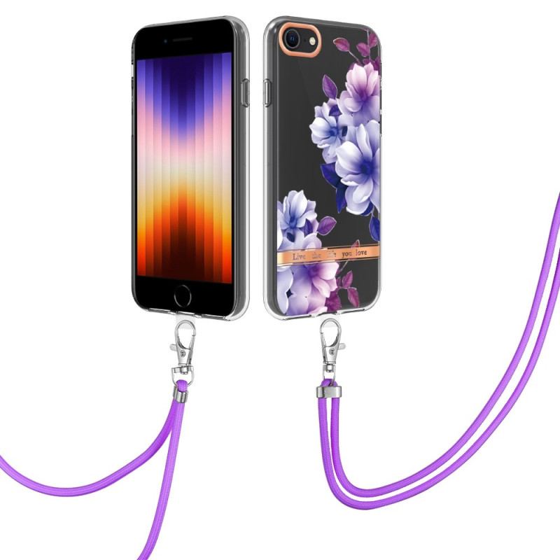 Capa De Celular Para iPhone SE 3 / SE 2 / 8 / 7 De celular Com Cordão De Flor