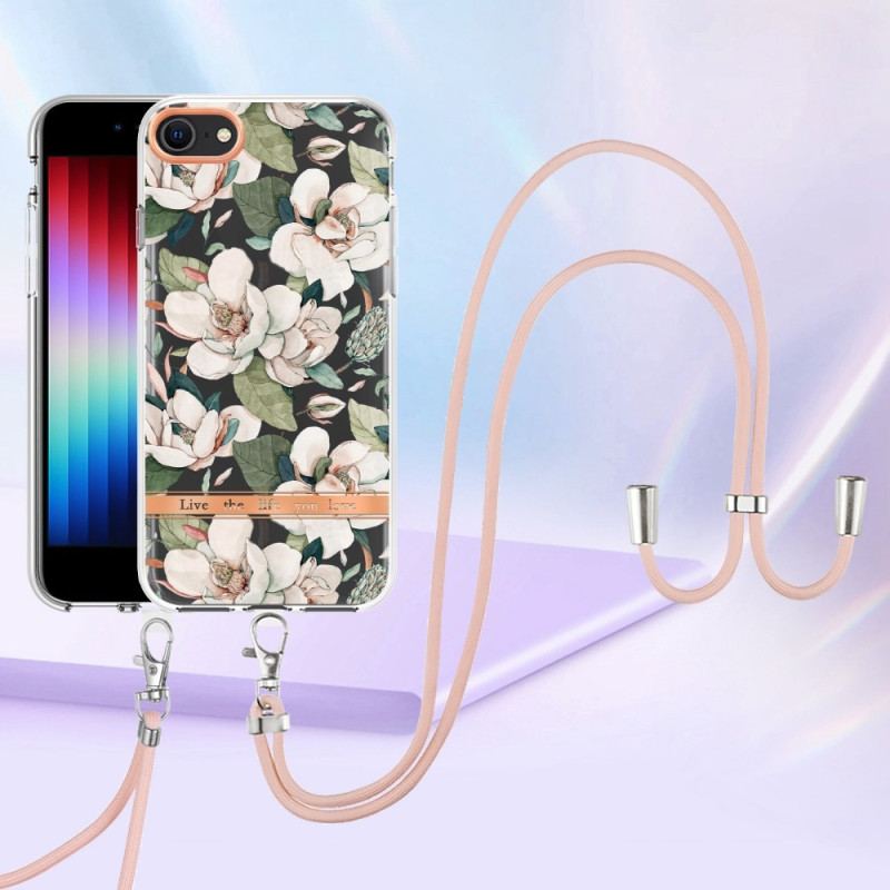 Capa De Celular Para iPhone SE 3 / SE 2 / 8 / 7 De celular Com Cordão De Flor