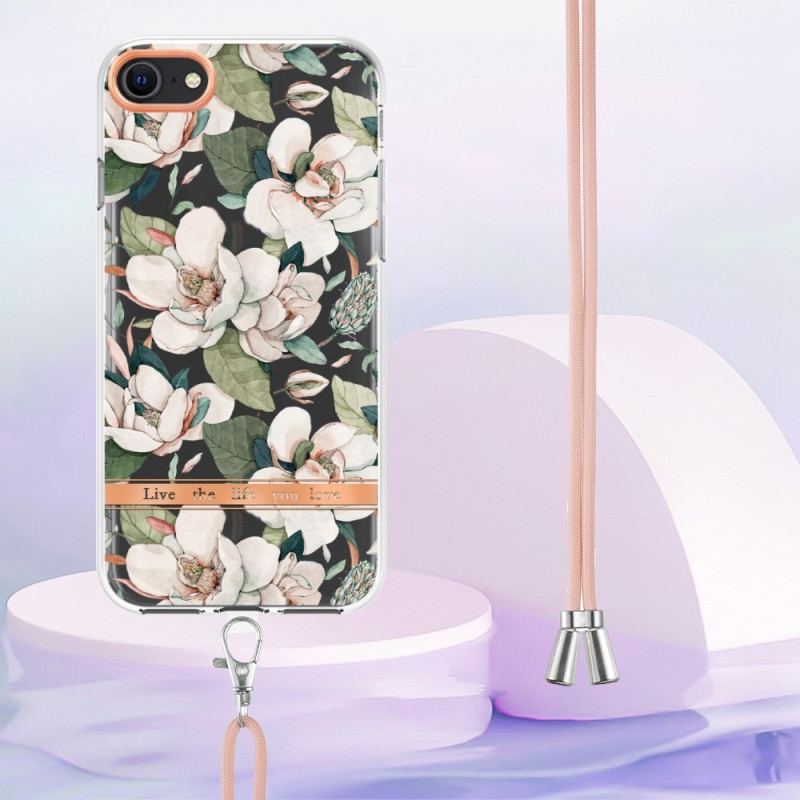 Capa De Celular Para iPhone SE 3 / SE 2 / 8 / 7 De celular Com Cordão De Flor